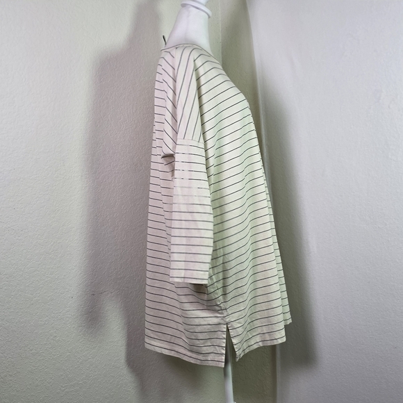 COS Oversized Striped Tunic Sweater Dress Beige Black Cotton Linen Blend Size S - Picture 3 of 12